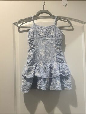 art class Light Blue Smocked Bodice Sundress